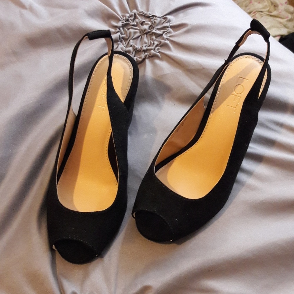 Black wedges never worn!